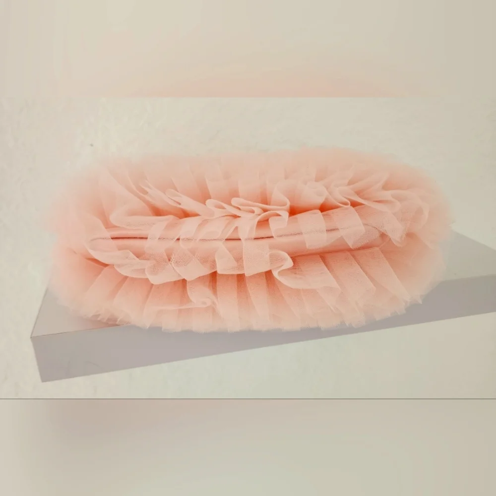 Badgley Mischka Jewel Jazzie Layered Tulle In Blush, Ruffled Clutch NWT Handbag